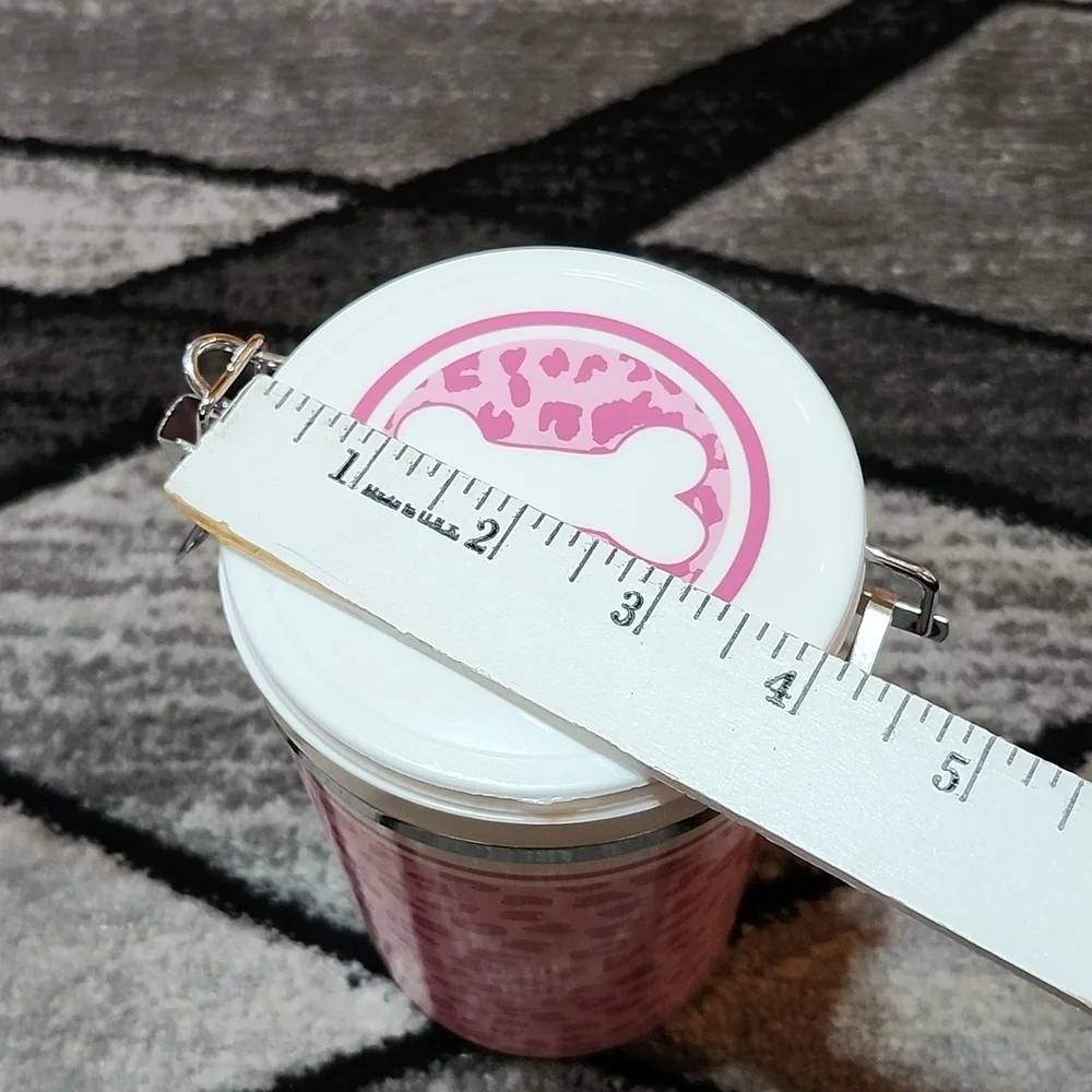 PINK LEOPARD PRINT AIRTIGHT PLASTIC DOG TREAT CONTAINER